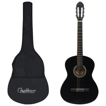 vidaXL Gitaar klassiek beginner met tas 4/4 39 zwart, Verzenden