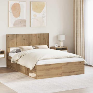 vidaXL Bedframe met opbergruimte en hoofdbord Artisanaal, Huis en Inrichting, Verzenden, Nieuw