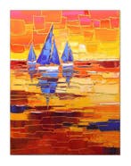 Caroline Mandrafina - Pfleger  Régates du soir, Antiek en Kunst, Kunst | Schilderijen | Modern