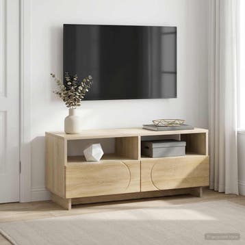 vidaXL Tv-meubel 90 x 34.5 x 40 cm Betongrijs Bewerkt hout, Maison & Meubles, Armoires | Mobilier de télévision, Verzenden