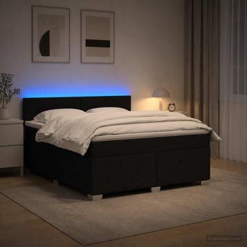 vidaXL Boxspringbed met matras en LED Zwart 160 x 200 cm, Verzenden, Nieuw