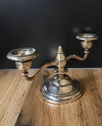 Sterling Weighted - Kandelaar 2 armige zilveren kandelaber -