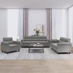 vidaXL 3-delige Loungeset met kussens microvezelstof, Verzenden, Nieuw