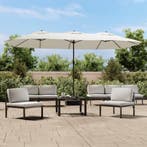 vidaXL Parasol dubbel dak met LED 449x265 cm zandwit, Verzenden, Nieuw