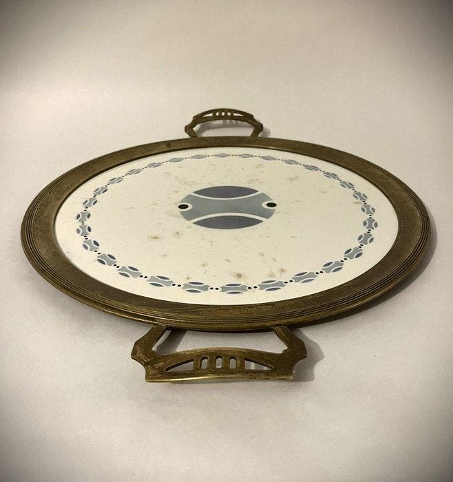 Plateau - Laiton, Porcelaine, Antiek en Kunst, Kunst | Designobjecten
