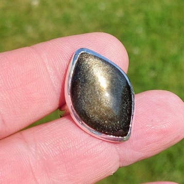 Ring van gouden obsidiaan uit Mexico. Zetting van 925, Antiek en Kunst