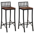 vidaXL Barstoelen 2 st massief gerecycled hout, Verzenden