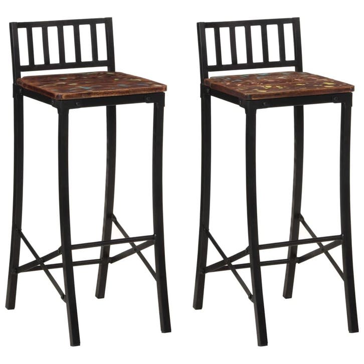 vidaXL Barstoelen 2 st massief gerecycled hout, Maison & Meubles, Tabourets de bar, Envoi