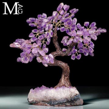 Amethist-edelsteenboom met gepolijste bladeren - Natuurlijke