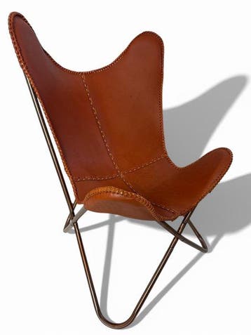 Fauteuil - vlinderstoel - Leder, Metaal - vlinderstoel