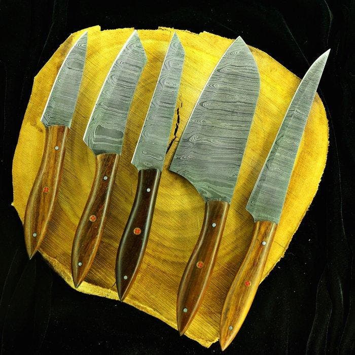 Keukenmes - zeshonderdveertig - Staal, Hout, Handgemaakt, Antiquités & Art, Antiquités | Ustensiles de cuisine