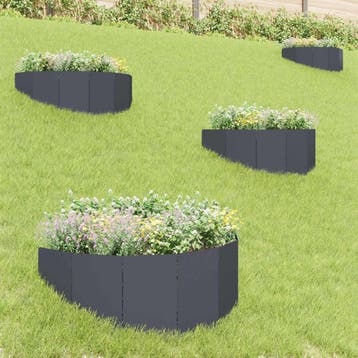 vidaXL Gazonrand 4 st 100 x 45 cm Staal Antracietkleurig, Verzenden, Nieuw
