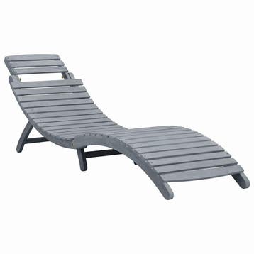 vidaXL Ligbed massief acaciahout greywash, Verzenden, Nieuw