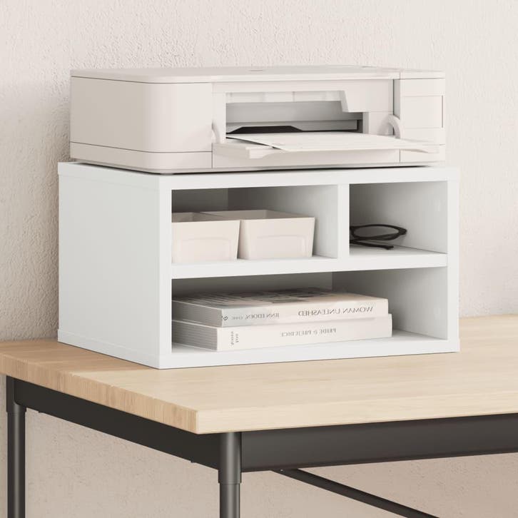 vidaXL Printerkastje 40x32x22,5 cm bewerkt hout wit, Computers en Software, Printers, Nieuw, Verzenden