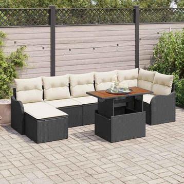 vidaXL Tuinbank Set 8 st Zwart en crème, Tuin en Terras, Verzenden, Nieuw