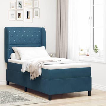 vidaXL Boxspring bed met hoofdeinde Donkerblauw 190 x 90 cm, Verzenden