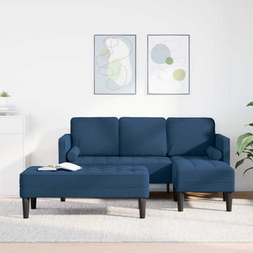 vidaXL bank / zetelstel met kussen 2 pcs Blauw Polyester, Huis en Inrichting, Zetels | Zetels, Verzenden, Nieuw
