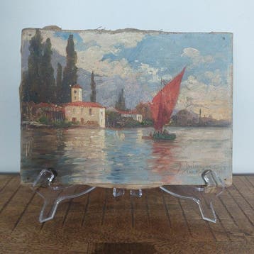 Alexis Auguste Delahogue (1867-1953) - Le Lac Majeur a voile