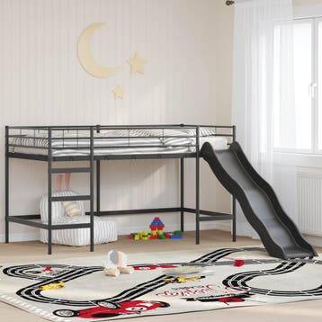 vidaXL Kinderen Loft Bed Frame met Glijbaan Effen Zwart en, Verzenden, Nieuw