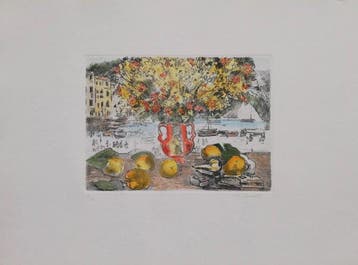 Michele Cascella (1892-1989) - Vaso di fiori a Portofino -