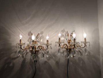 Lampe murale - Cristal - Bronze et or