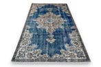 Blauwe vintage - Vloerkleed - 215 cm - 120 cm - met, Huis en Inrichting, Stoffering | Tapijten en Vloerkleden, Nieuw