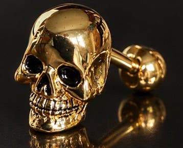 Elegante Memento Mori-schedel manchetknopen met gerold goud