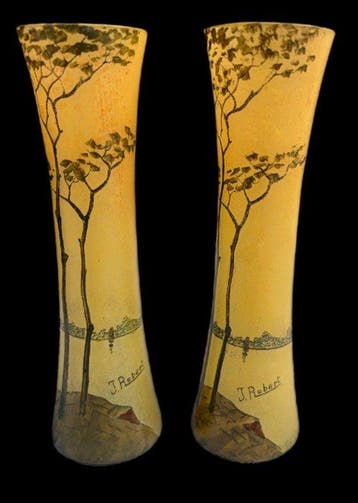 Vaas (2) - Een paar soliflorevazen in Art Nouveau-stijl,