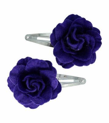 Haarspeld Klikklak 6cm - Roos Bloem - Vilt - Paars Blauw -