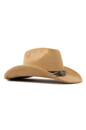 KIMU® Cowboyhoed Lichtbruin Gevlochten Band Verstelbaar t/m, Ophalen of Verzenden, Nieuw