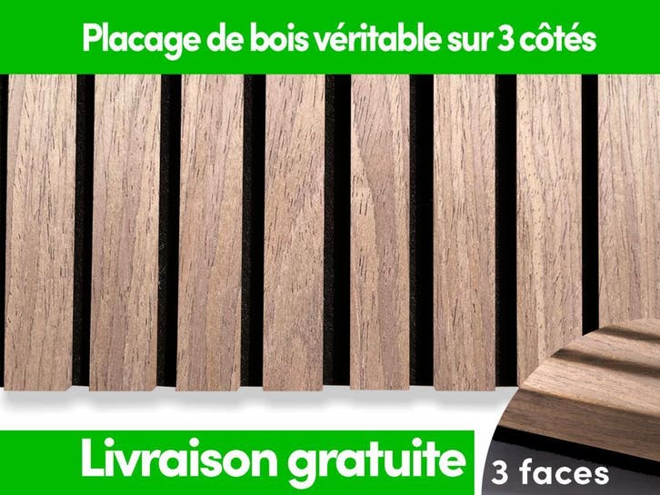 Panneaux muraux acoustiques 3 faces - noyer clair, Bricolage & Construction, Plaques & Panneaux, Envoi