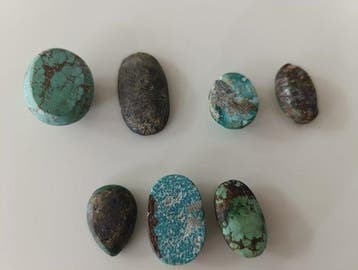 Turquoise 7 echte edelstenen! Topkleur Neishabour Turquoise,