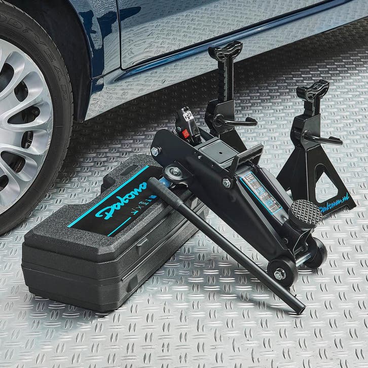 Datona Autokrik 2 ton + assteunen 3 ton - Datona - Zwart, Auto diversen, Krikken, Ophalen of Verzenden