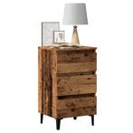 vidaXL Nachtkastje met metalen poten 40x35x69 cm oud, Verzenden, Nieuw