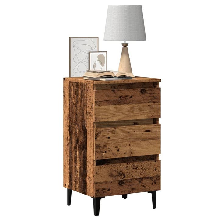 vidaXL Nachtkastje met metalen poten 40x35x69 cm oud, Huis en Inrichting, Slaapkamer | Nachtkastjes, Nieuw, Verzenden