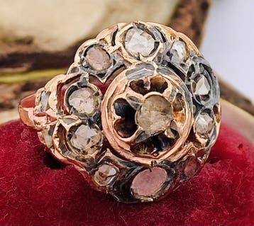 Zonder minimumprijs - Ring - 9 kt. Roségoud, Zilver Diamant, Nieuw