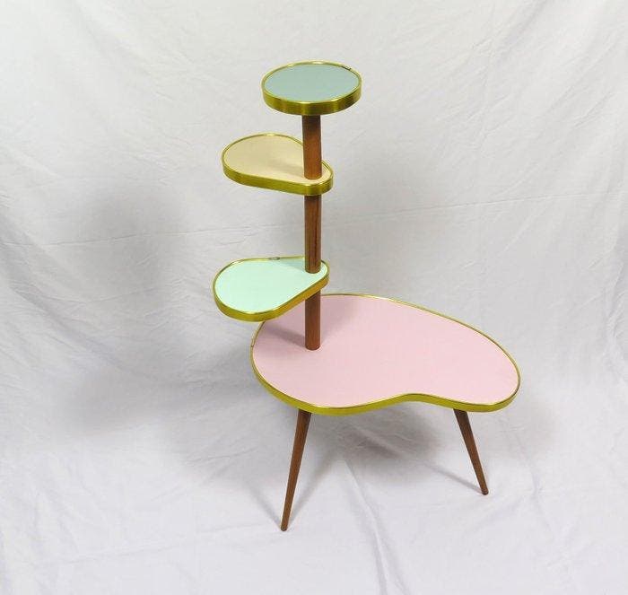 Table à plantes - Laiton laqué, Hêtre - Une étagère à fleurs, Antiek en Kunst, Kunst | Designobjecten
