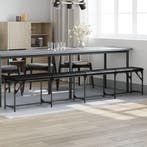 vidaXL Eetkamerbank 248x32x45 cm staal en kunstleer zwart, Huis en Inrichting, Stoelen, Verzenden, Nieuw