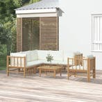vidaXL 7-delige Loungeset met kussens bamboe crèmewit, Verzenden, Loungeset