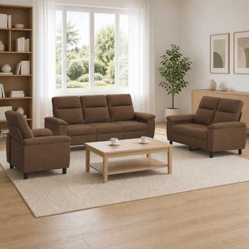 vidaXL bank / zetelstel 3 pcs Bruin Stof, Verzenden