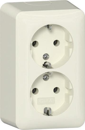 Gira Dubbele Schuko Stopcontact 16A 250V Opbouw - 478012, Doe-het-zelf en Bouw, Elektriciteit en Kabels, Verzenden, Nieuw