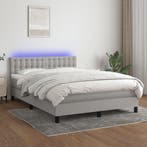 vidaXL Boxspring met matras en LED stof lichtgrijs 140x200, Verzenden, Nieuw