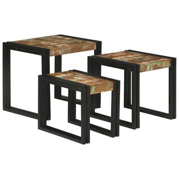vidaXL Nesttafel 3 st Bruin en Zwart 50 x 40 x 45 cm, Verzenden, Nieuw