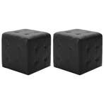 vidaXL Poef 2 st 30x30x30 cm kunstleer zwart, Huis en Inrichting, Zetels | Voetbanken en poefs, Verzenden, Nieuw