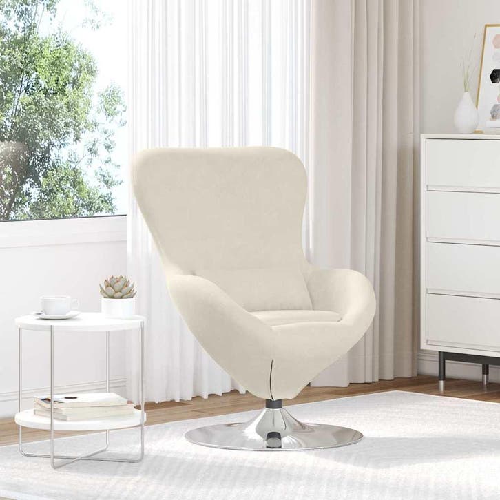 vidaXL Eivormige stoel Crème Fluweel, Huis en Inrichting, Fauteuils, Nieuw, Verzenden