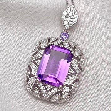 Sans prix de réserve - Collier Argent Améthyste - 7,07 ct