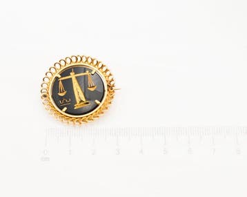 Broche - 18 karaat Geel goud Onyx