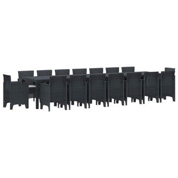vidaXL Tuin eettafelset met kussens 17 st Antraciet PP, Verzenden, Nieuw