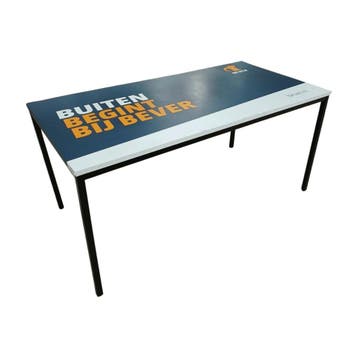 Tafel met updruk 160x80x76cm hout blad en metalen frame, Ophalen of Verzenden, Nieuw in verpakking