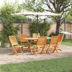 vidaXL Tuin Eettafel Set 7 pcs Bruin Massief Acacia Hout, Verzenden